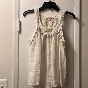 CALYPSO ST BARTH Linen Pom Pom Crochet Tank Top Size XS
